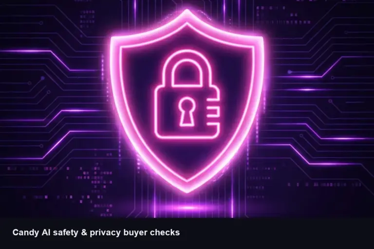 Safety and privacy checklist illustration for Candy AI buyers